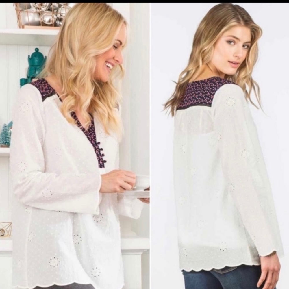 Matilda Jane Snow Globe Tunic White Eyelet Medium